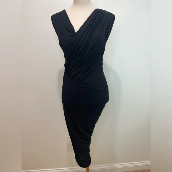 Donna Karan | Dresses | Donna Karan Black Label Draped Stretchjersey Dress  In Black | Poshmark